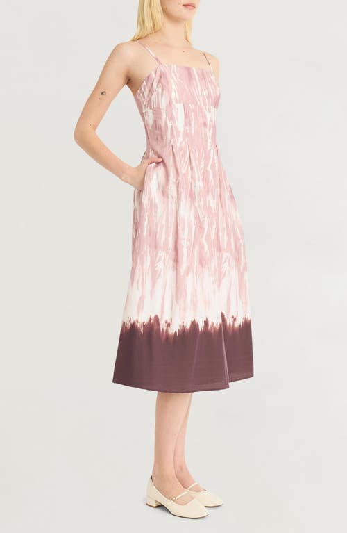 Luxely Pleated Cotton Blend Poplin Dress In Cream/adobe Rose