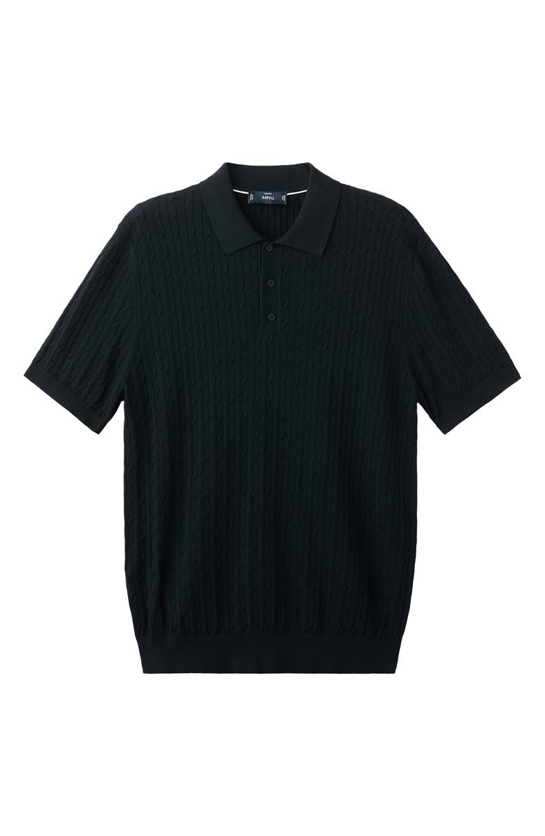 MANGO Cable Stitch Polo Sweater, Alternate, color, Night Blue