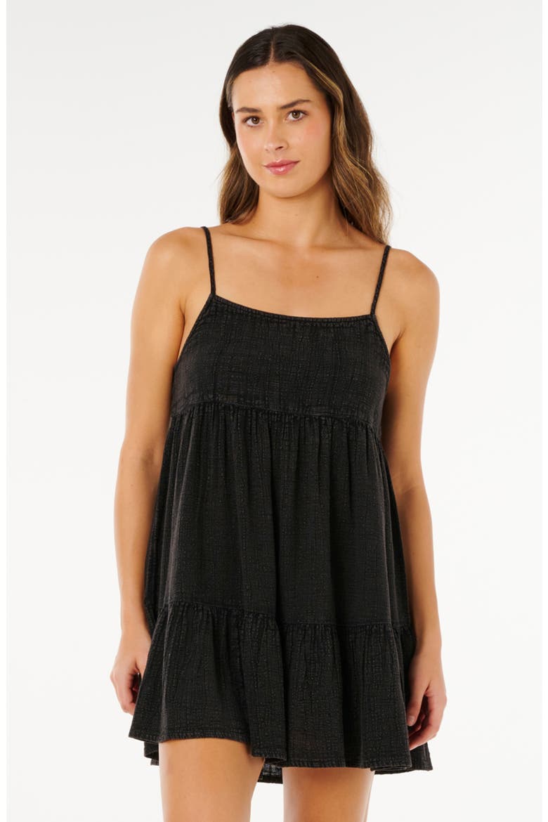 Classic Surf Tiered Cotton Sundress, Alternate, color, BLACK