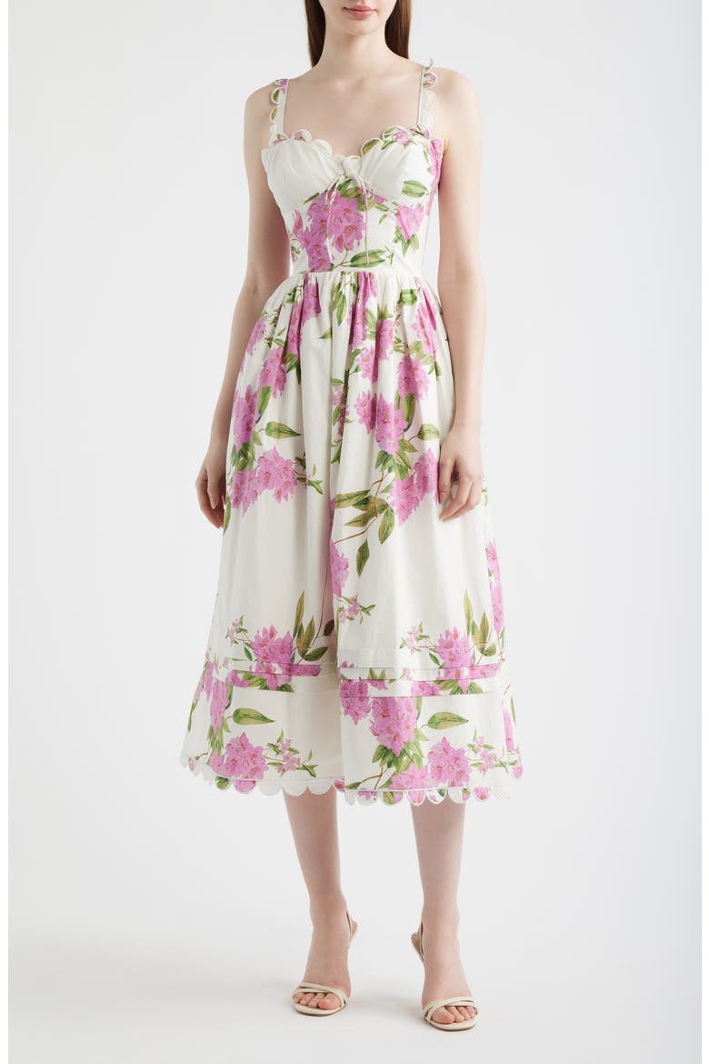 Esther Floral Print Sleeveless Midi Dress, Main, color, WHITE PINK SAGE