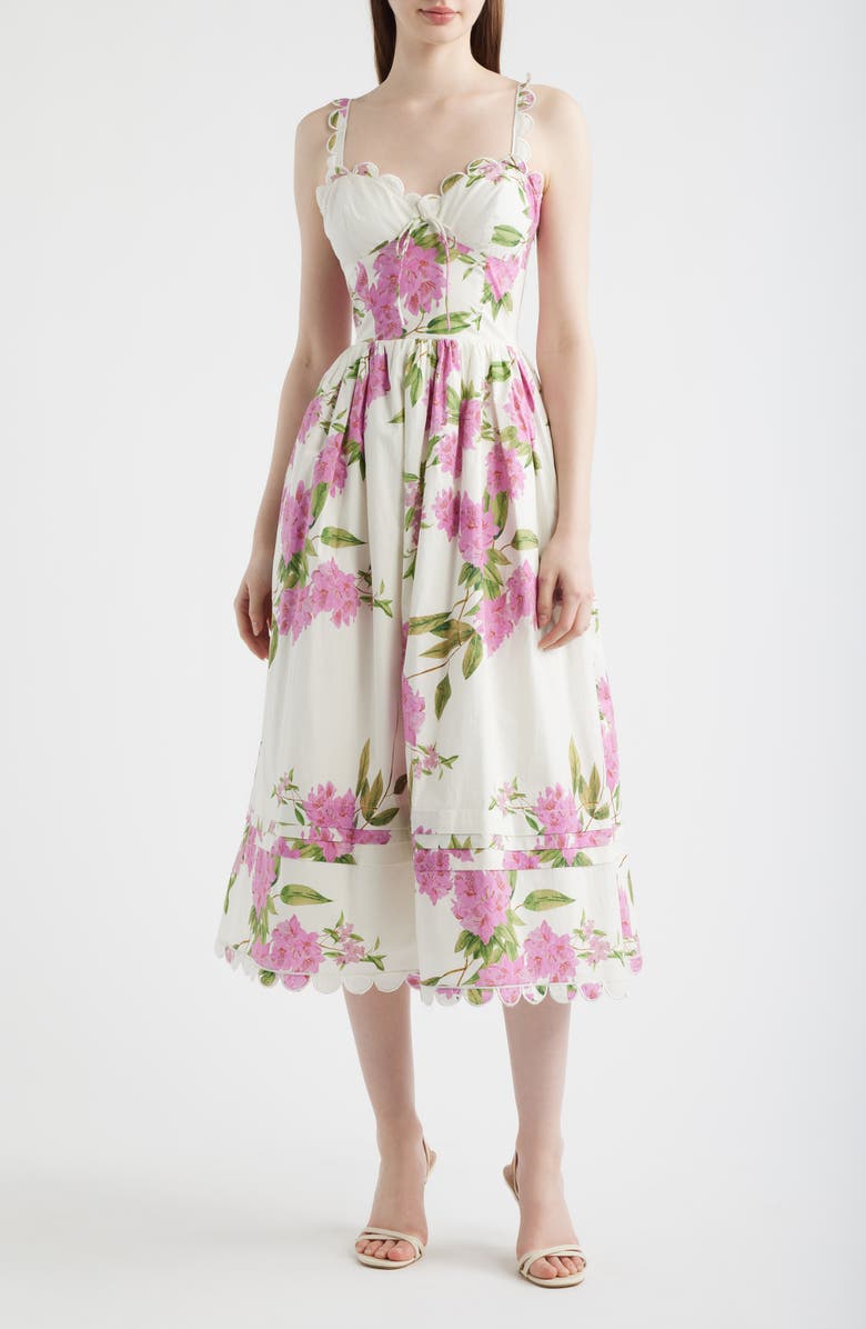 En Saison Esther Floral Print Sleeveless Midi Dress, Main, color, White Pink Sage