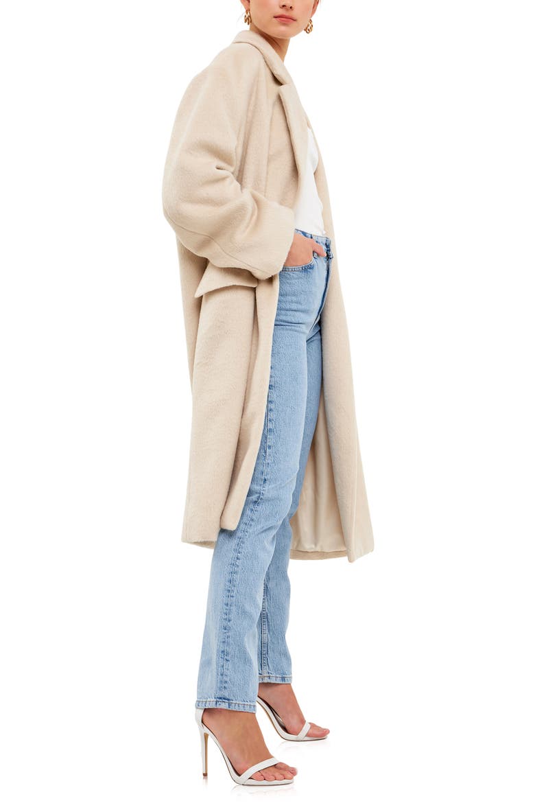 Oversize Brushed Coat, Alternate, color, BEIGE