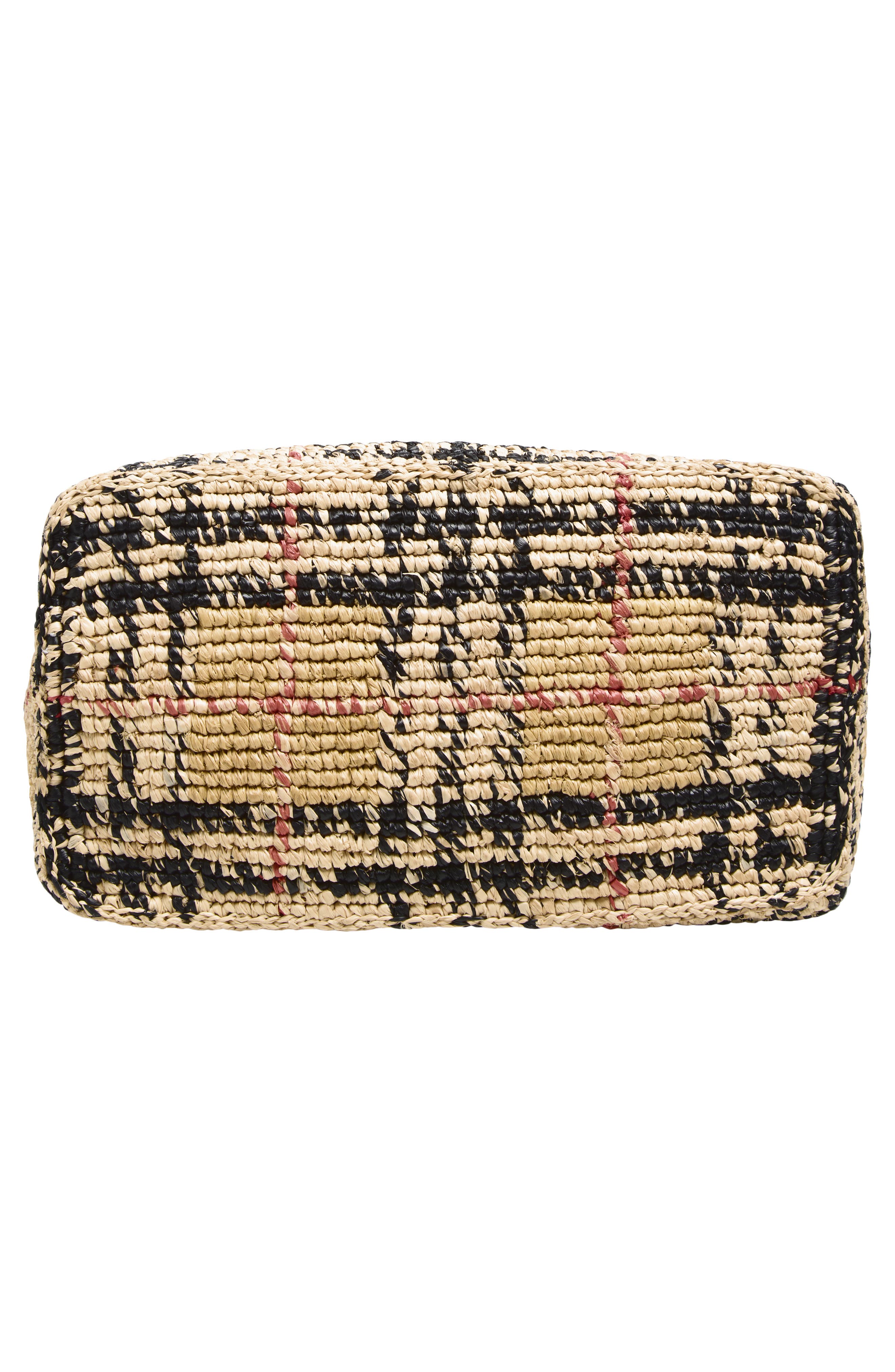 Burberry Small Margate Check Raffia Hobo Bag, Alternate, color, Sand Ip Check