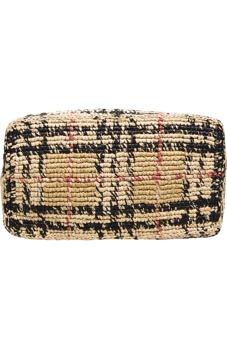 Burberry Small Margate Check Raffia Hobo Bag, Alternate, color, Sand Ip Check