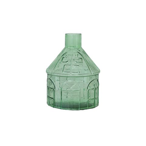 Glass House-Shaped Vase