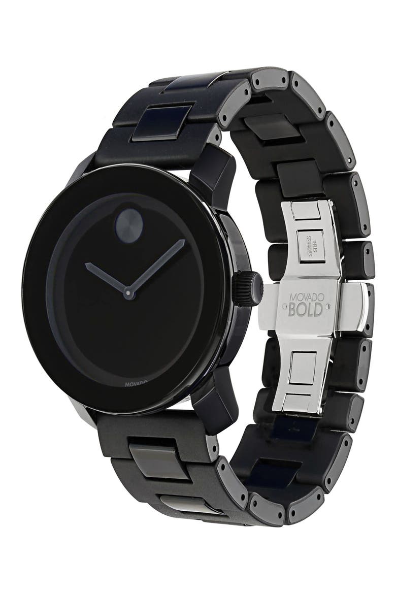 'Large Bold' Bracelet Watch, 42mm, Alternate, color, BLACK