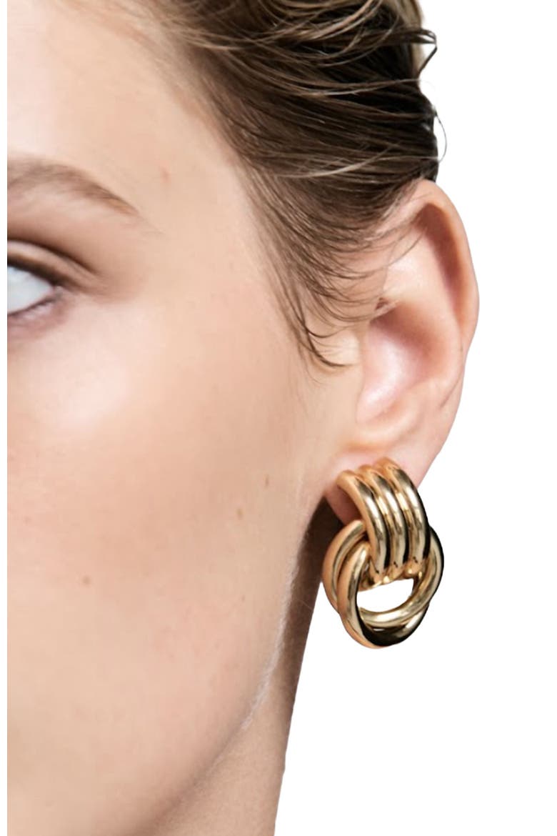 Mini Knot Earrings, Alternate, color, Gold
