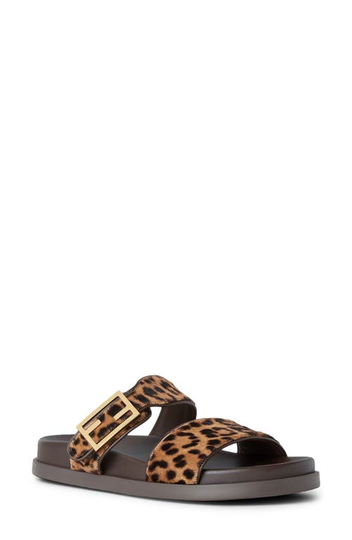 Fendi Printed Cavallino Calfskin Slides In Animal Print
