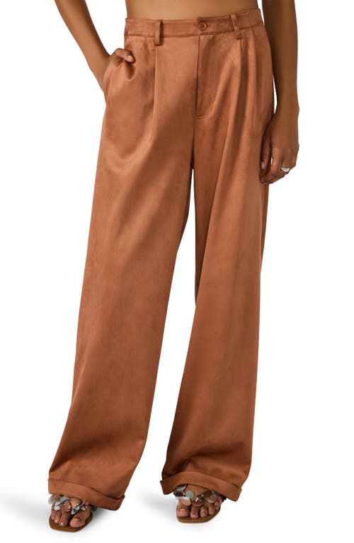 Steve Madden Clove Faux Suede Wide Leg Pants In Brown