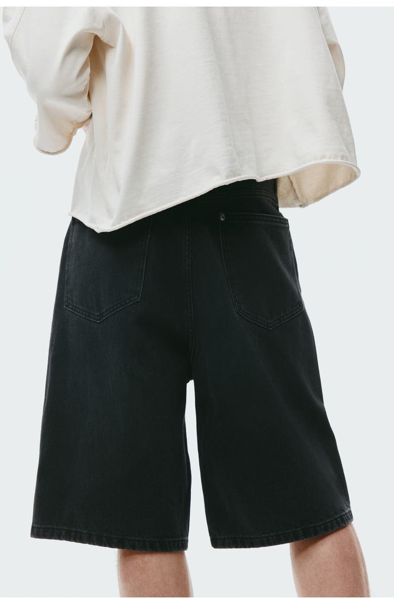 H&M Baggy Denim Shorts, Alternate, color, Denim Black