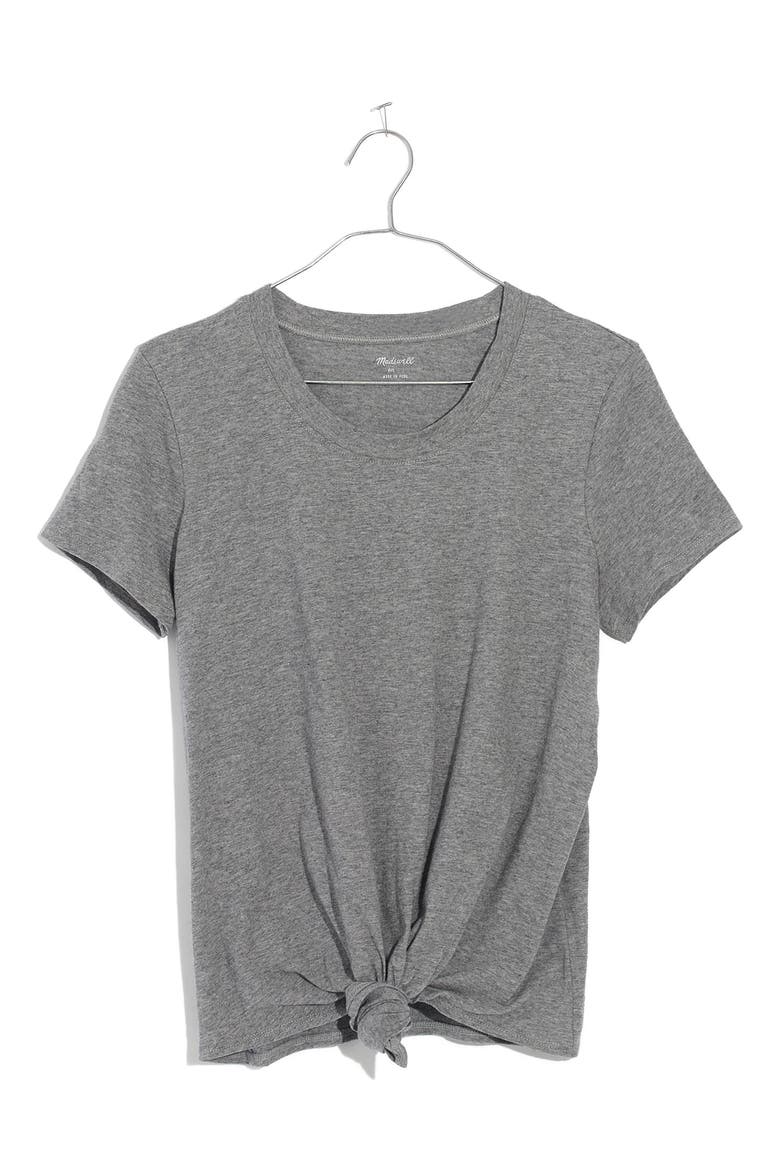 Knot Front Tee, Alternate, color, HEATHER SHALE