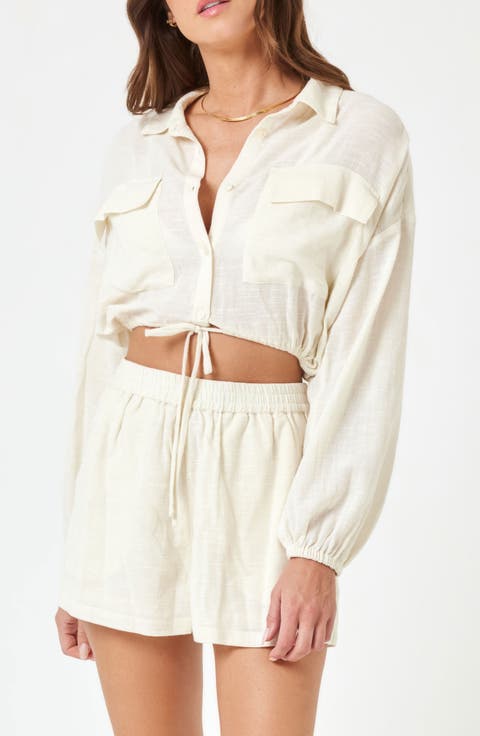 Bora Button-Up Cover-Up Crop Top