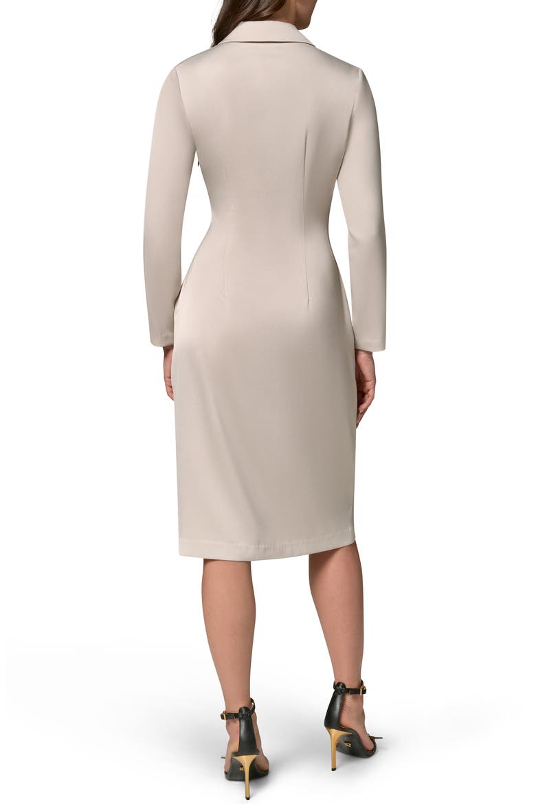 Long Sleeve Faux Wrap Satin Dress, Alternate, color, TUSCAN GRE