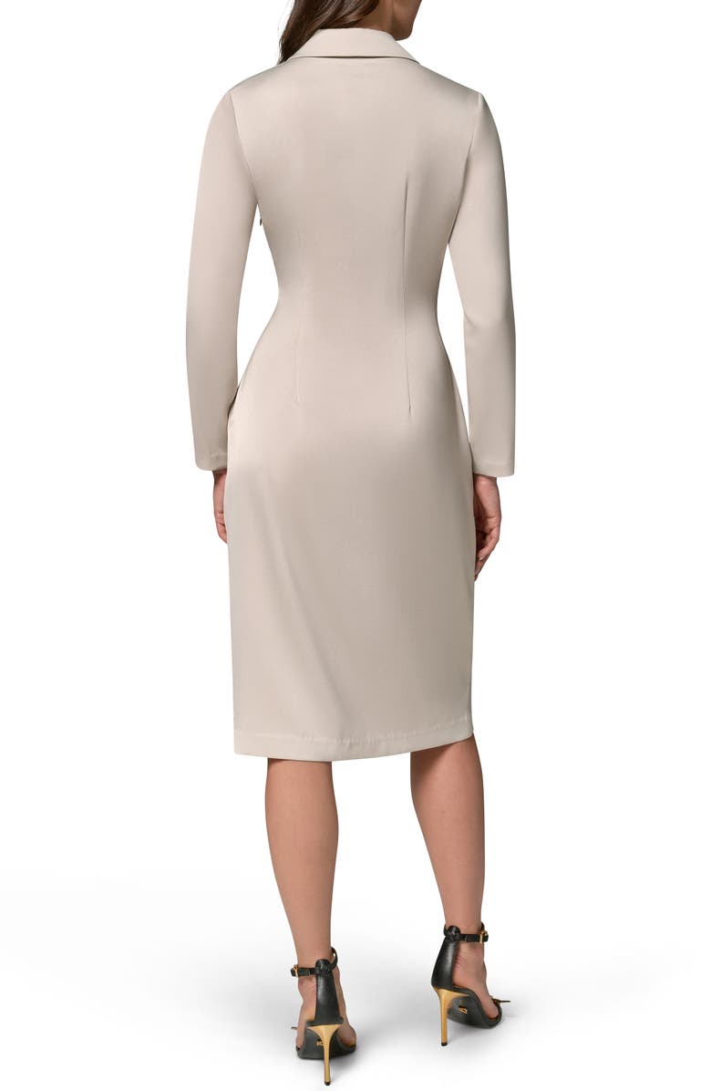 Donna Karan New York Long Sleeve Faux Wrap Satin Dress, Alternate, color,