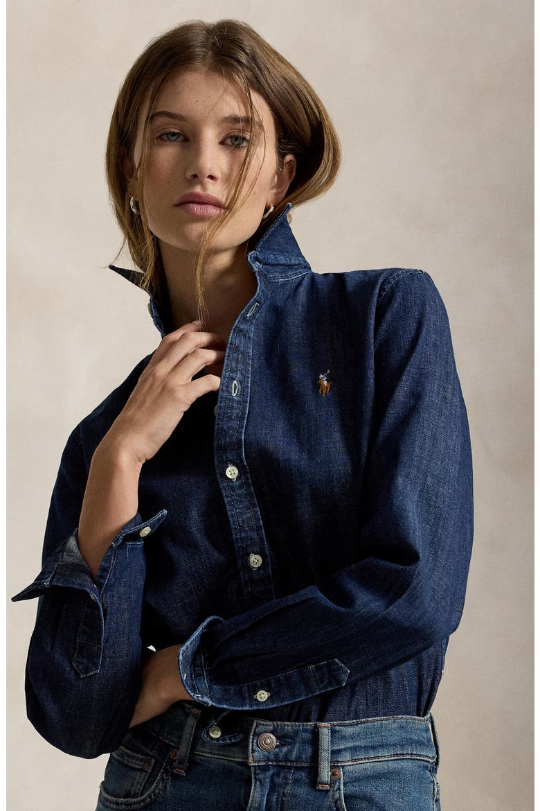Long Sleeved Denim Shirt, Alternate, color, TOFTY WASH