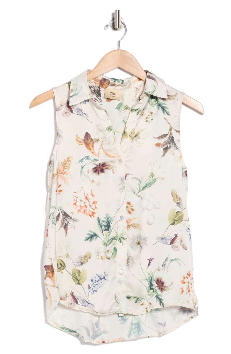ELIE ELIE TAHARI Sleeveless Button-Up Shirt, Main, color, Botanical Fleur