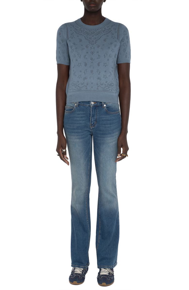 Zadig & Voltaire Dolly Bandana Pointelle Cotton Sweater, Alternate, color, Sixtine