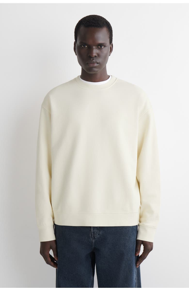 COS Washed-Cotton Sweatshirt, Main, color, White