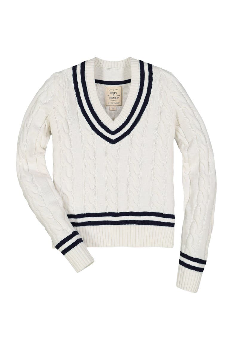 Women's Organic V-Neck Cricket Sweater, Alternate, color, White