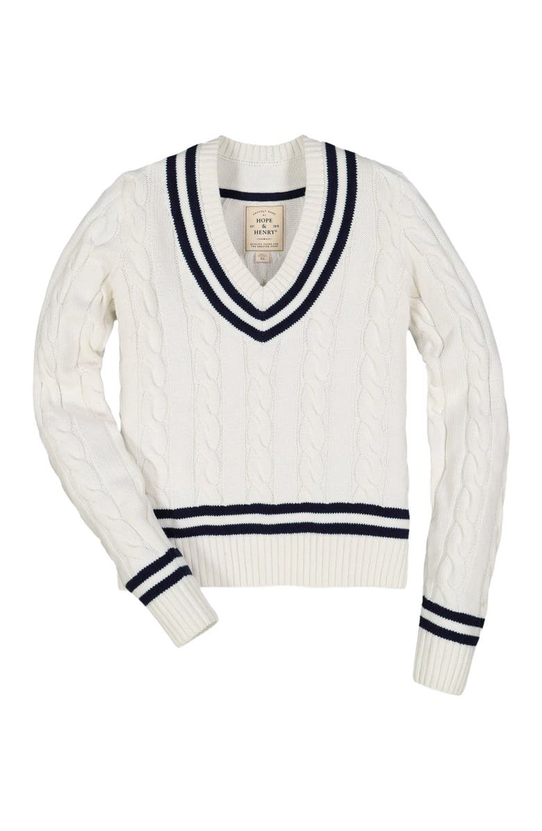 Hope & Henry Women's Organic V-Neck Cricket Sweater, Alternate, color, White