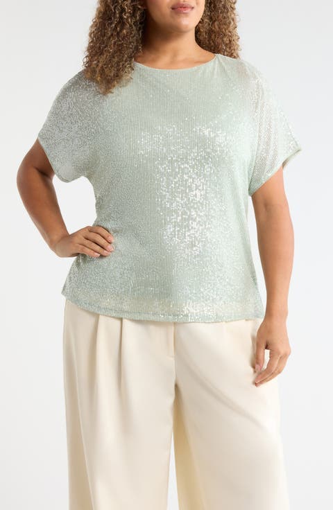 Sequin Dolman T-Shirt (Plus)