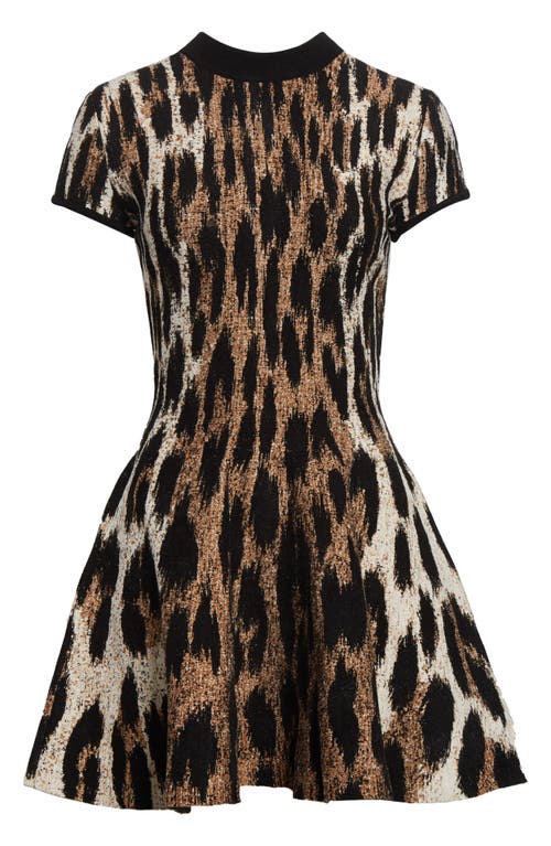 Balmain A-line Leopard Print Jacquard Dress In Multi