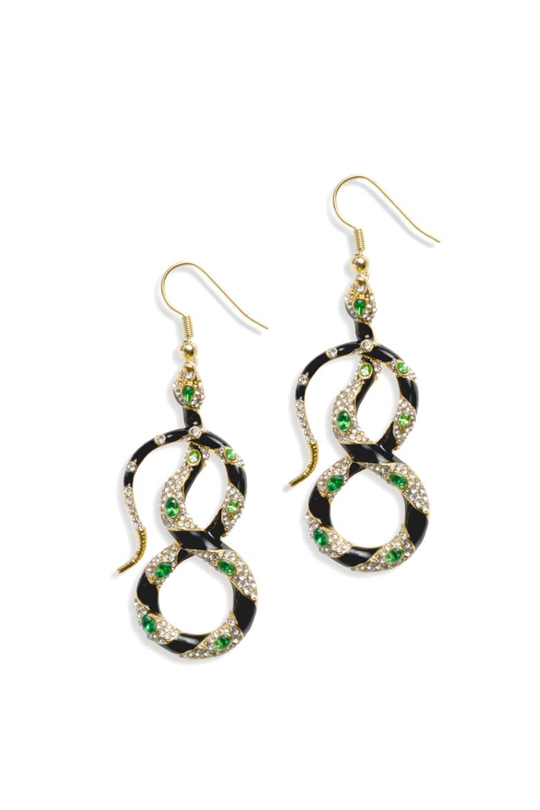 Bejewelled Snake Drop Earrings, Main, color, Snake