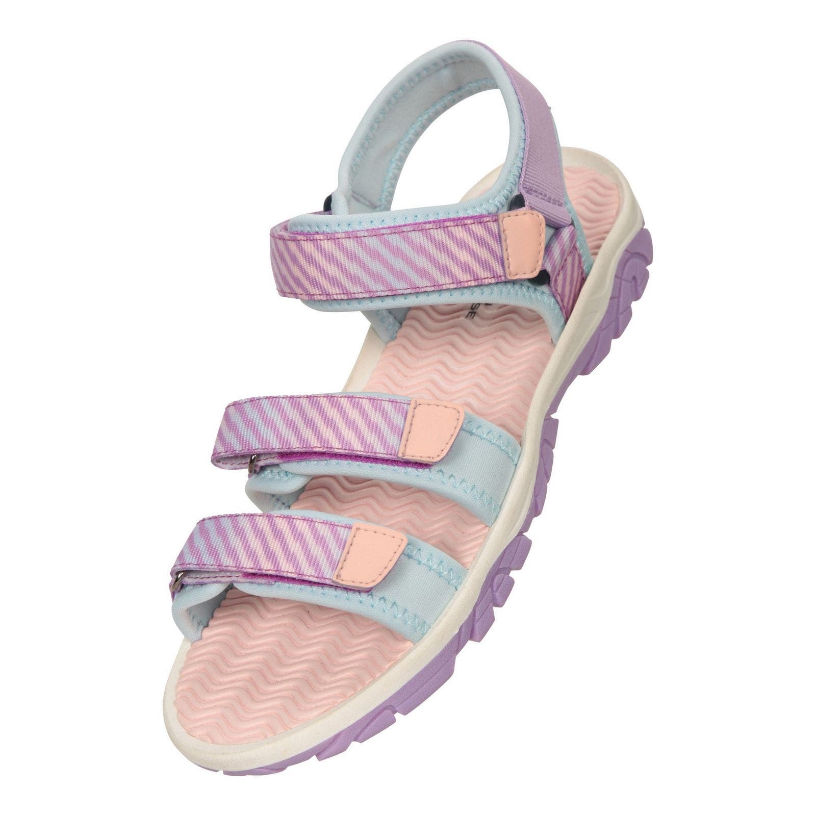 Childrens/Kids Tonal Stripe 3 Touch Fastening Strap Sandals, Main, color, Purple