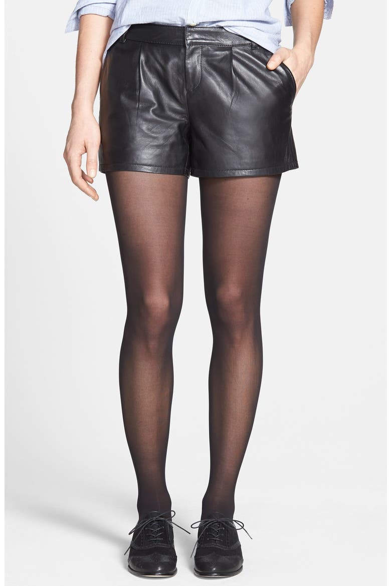 Leather Shorts, Main, color, BLACK