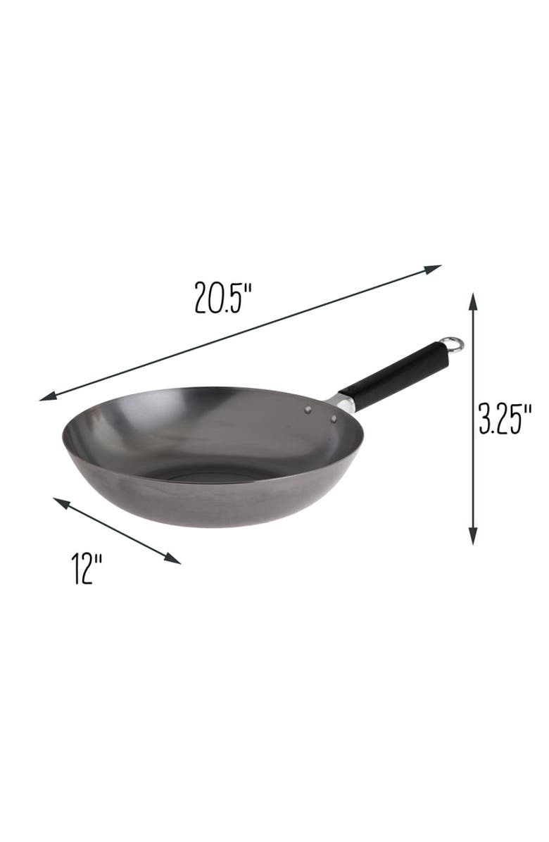 JOYCE CHEN Uncoated Carbon Steel Stir Fry Pan with Phenolic Handle, 12-Inch, Alternate, color, Metallic Silver