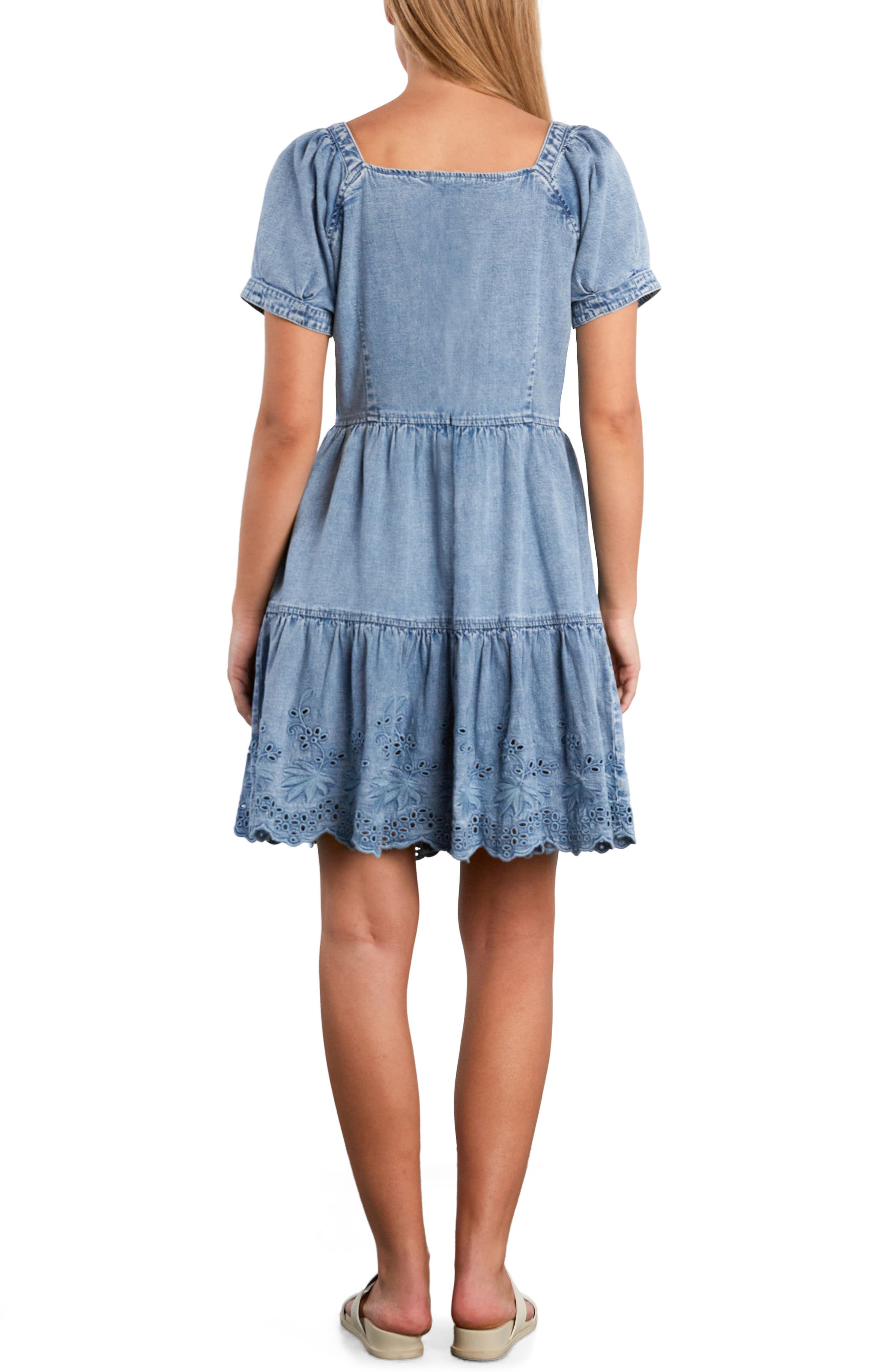 Ruby Eyelet Tiered Denim Midi Dress - image 4
