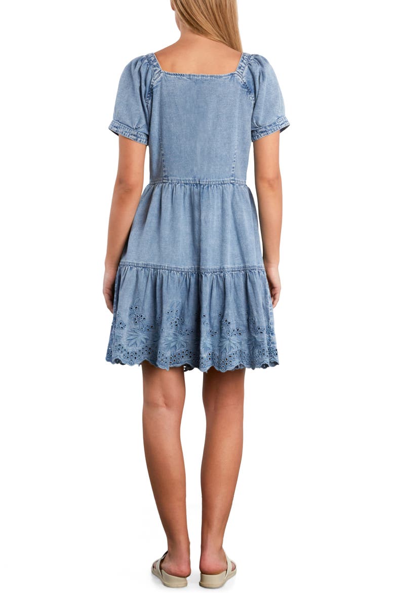 Ruby Eyelet Tiered Denim Midi Dress, Alternate, color, DENIM DREAM