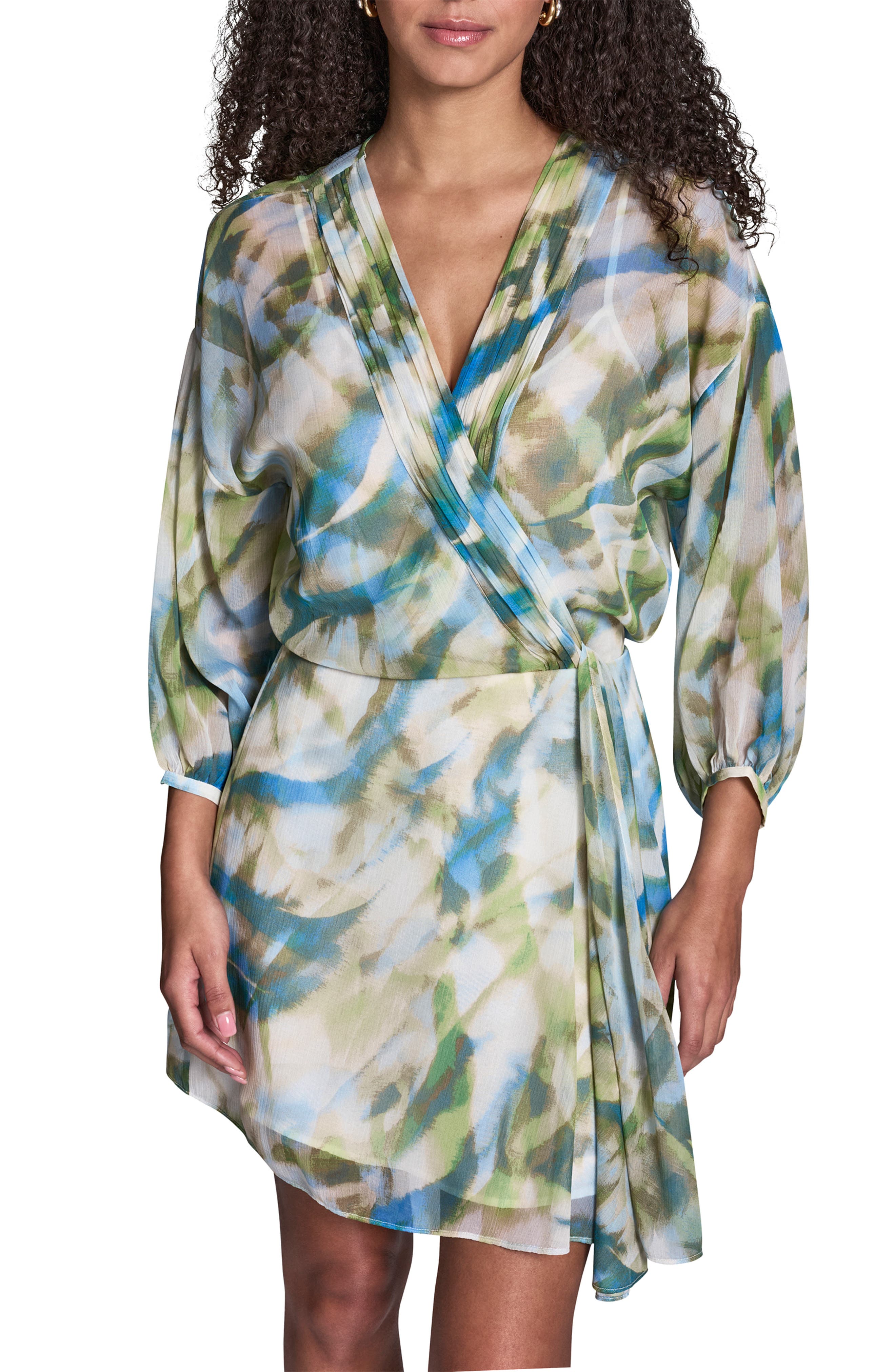 BCBG Faux Wrap Chiffon Dress (Women)