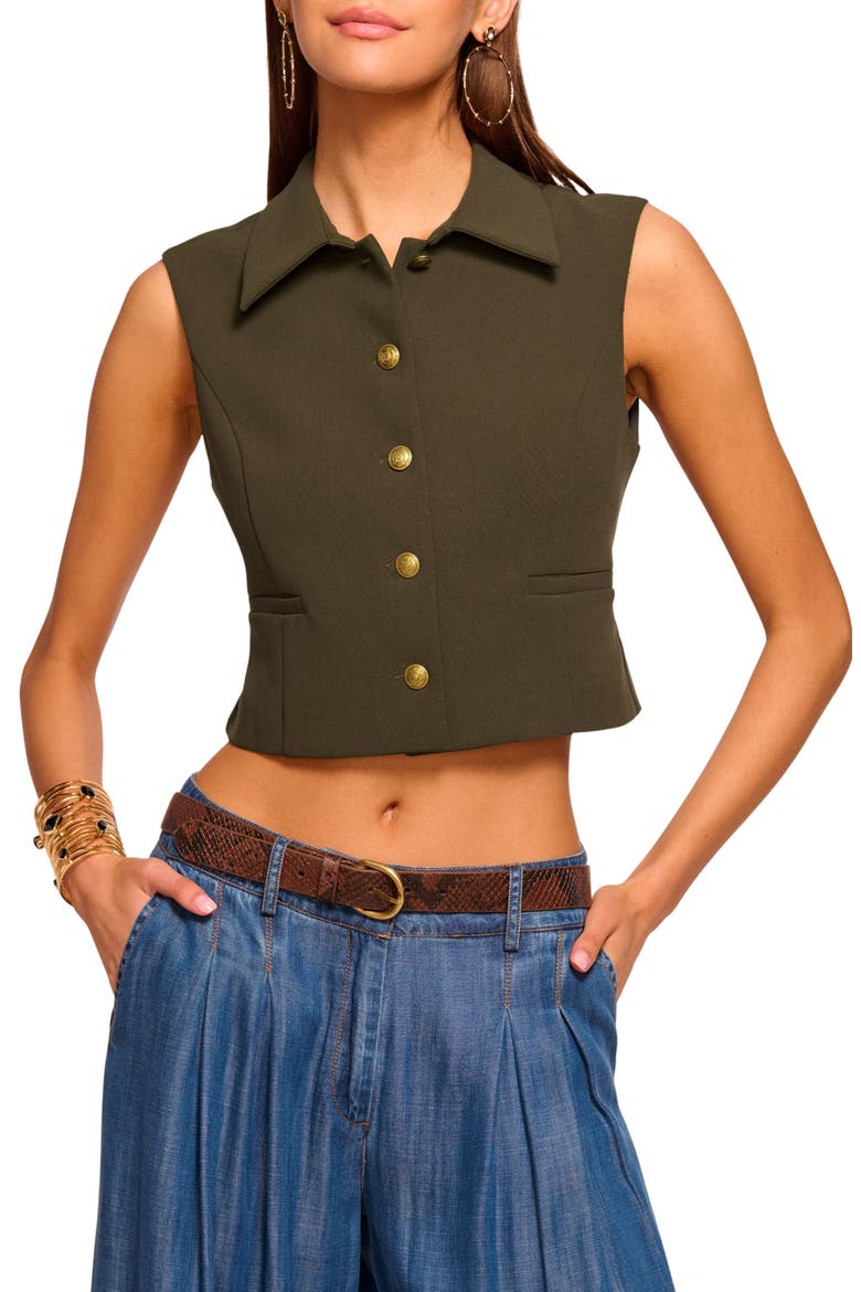 Danna Collared Vest, Main, color, DEEP OLIVE