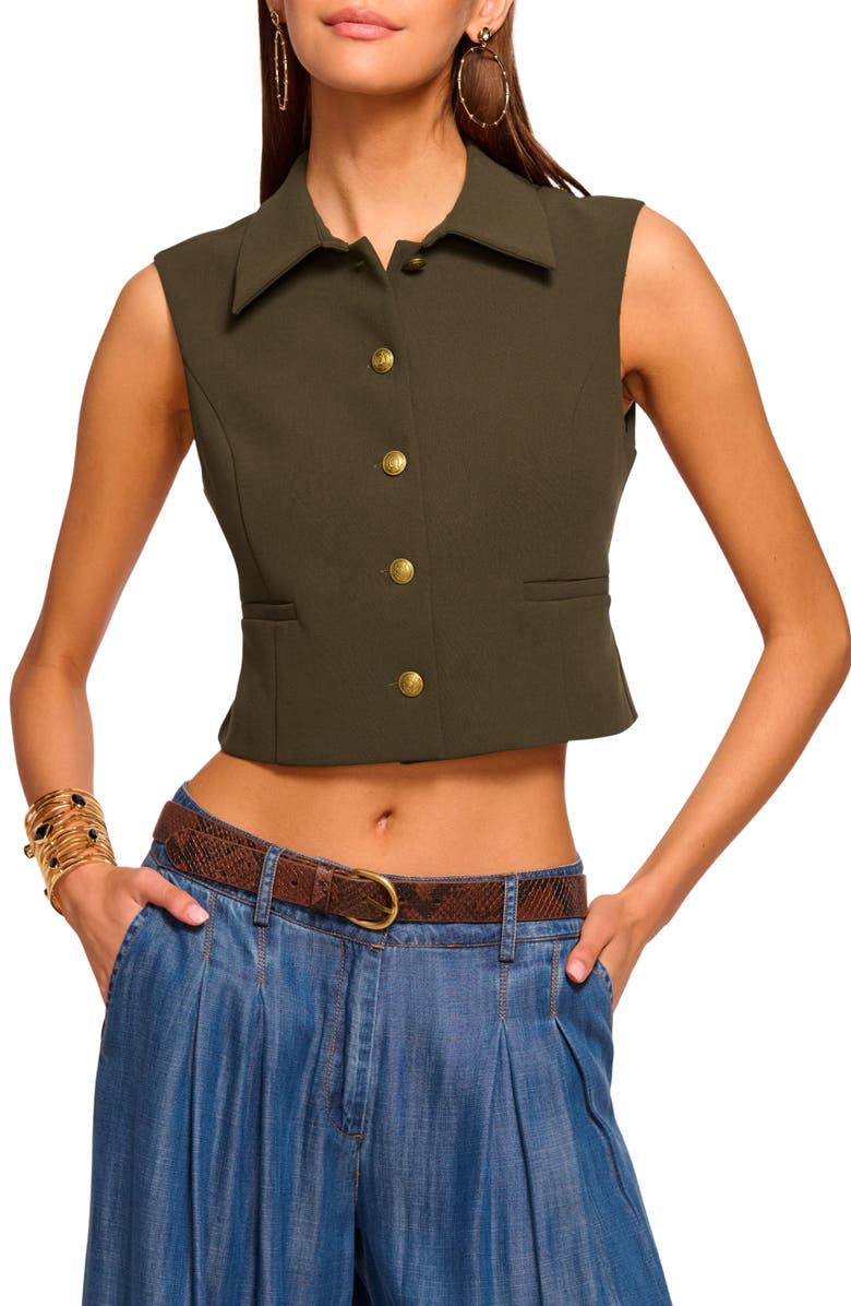 Ramy Brook Danna Collared Vest, Main, color, Deep Olive