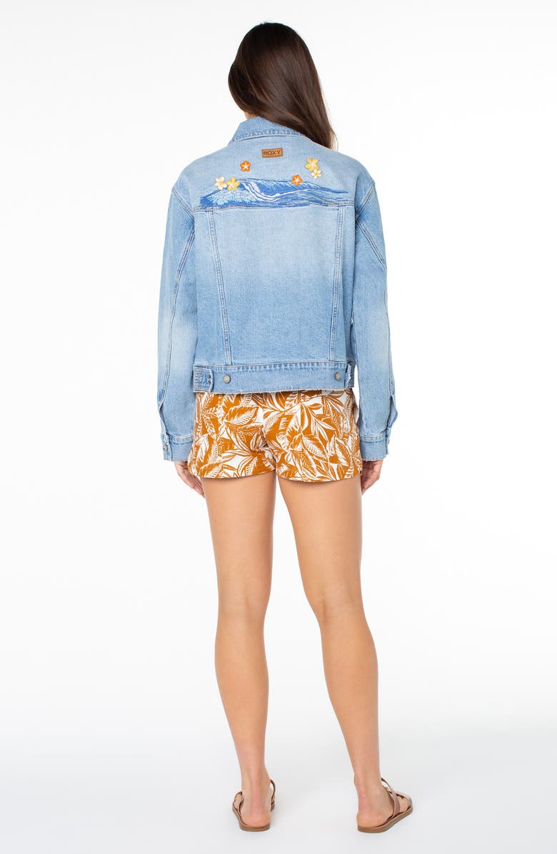 Roxy Big Wave Embroidered Denim Jacket, Alternate, color, 