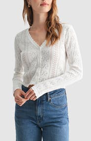 All in Favor Pointelle Button-Up Cardigan