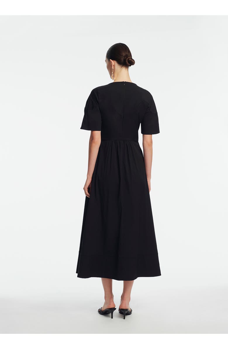 Lela Rose Cotton Poplin Buckle Shirtdress, Alternate, color, Black