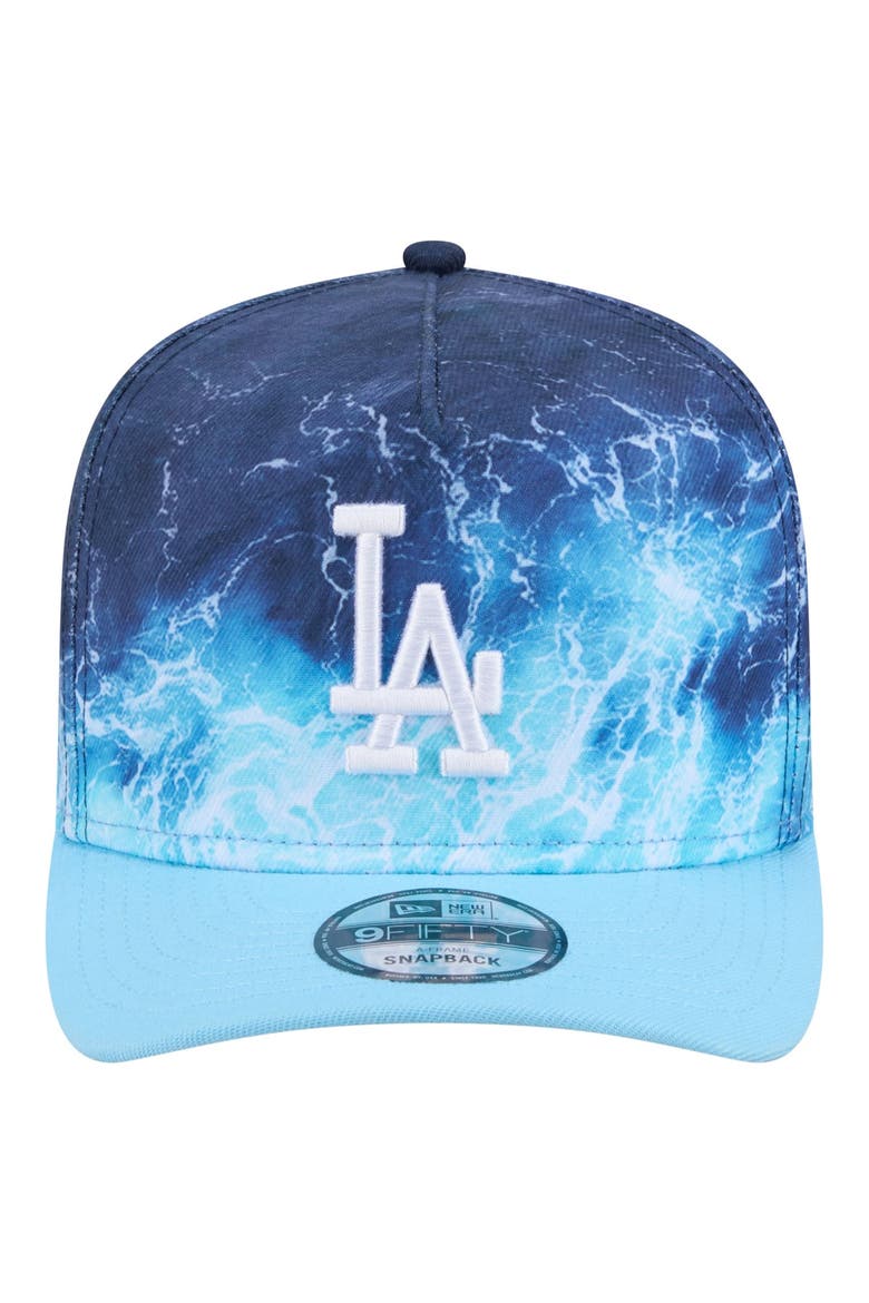 Men's New Era  Light Blue Los Angeles Dodgers Deep Water Pre-Curved 9FIFTY A-Frame Snapback Hat, Alternate, color, Light Blue