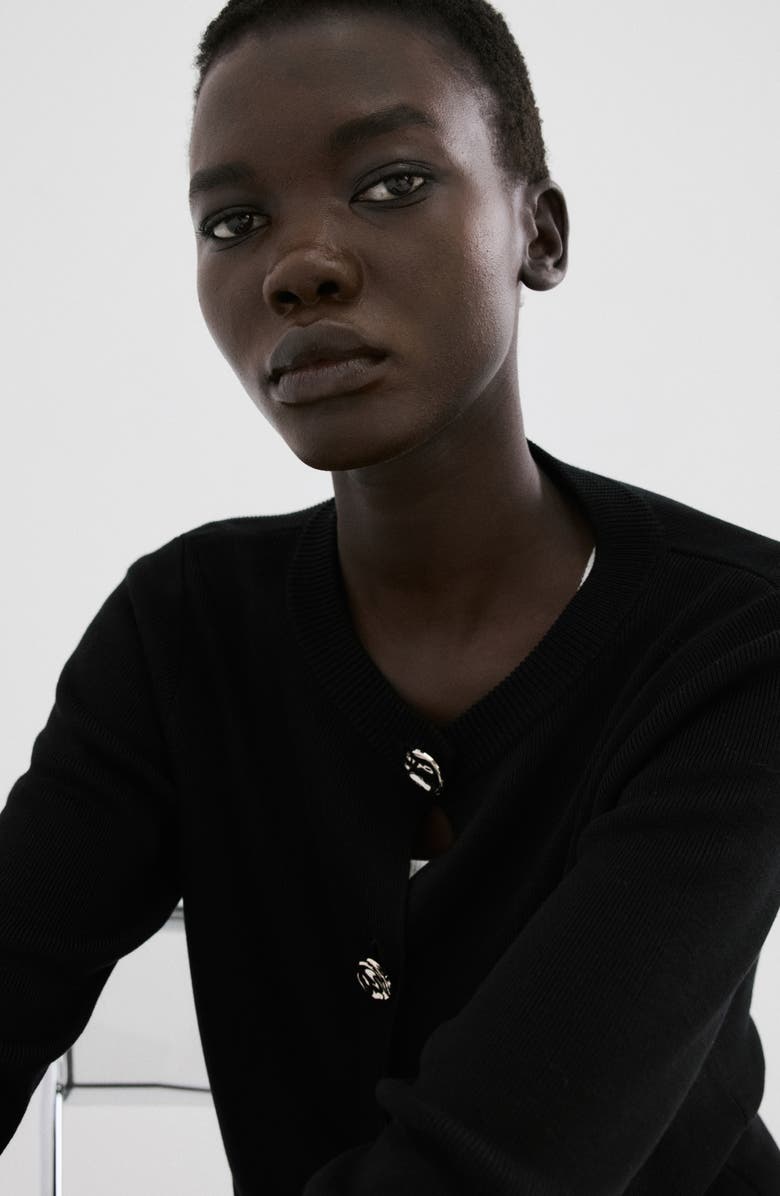 MANGO Front Button Cardigan, Alternate, color, Black