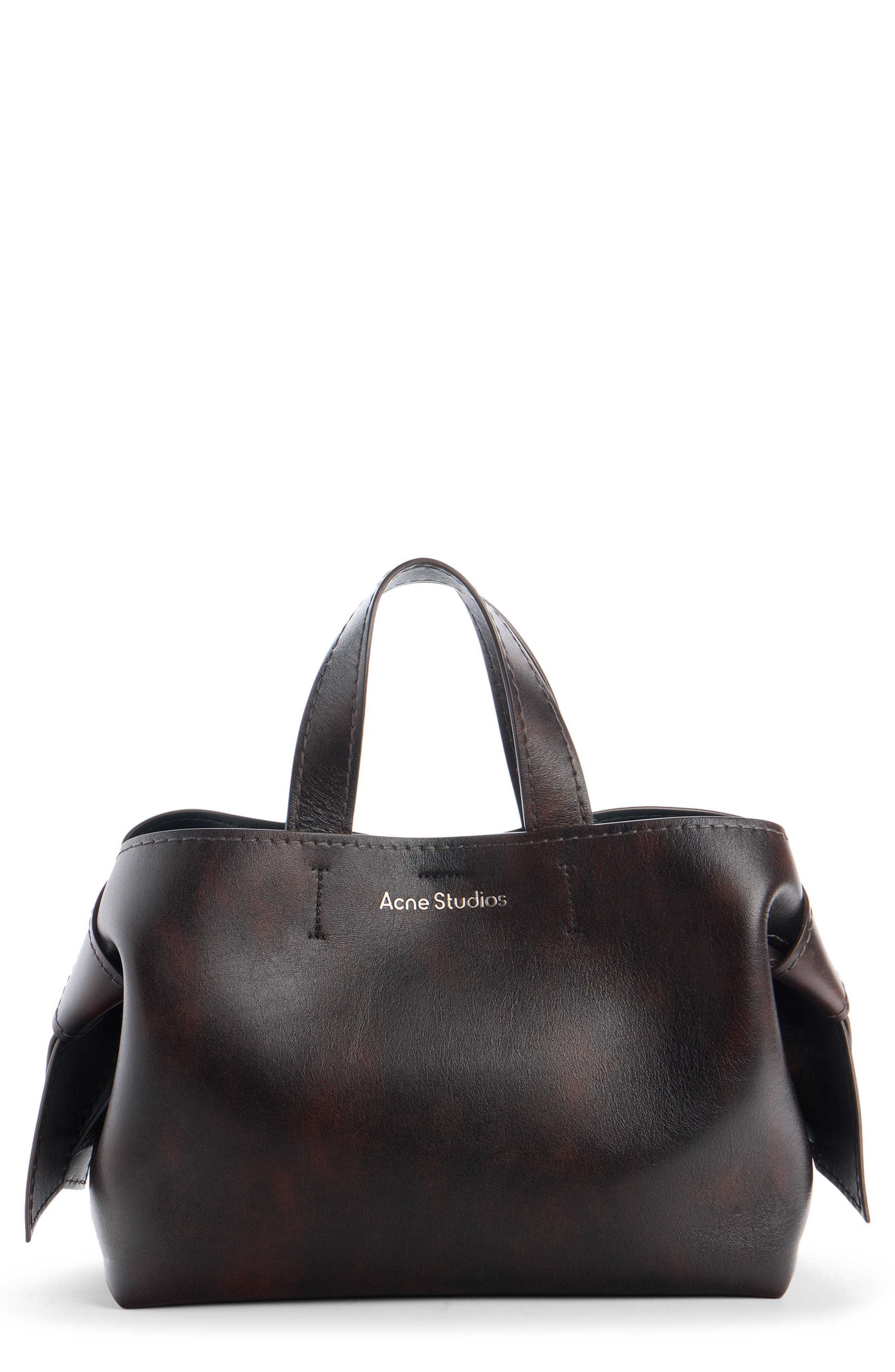 Acne Studios Musubi Leather Tote, Main, color, Dark Brown