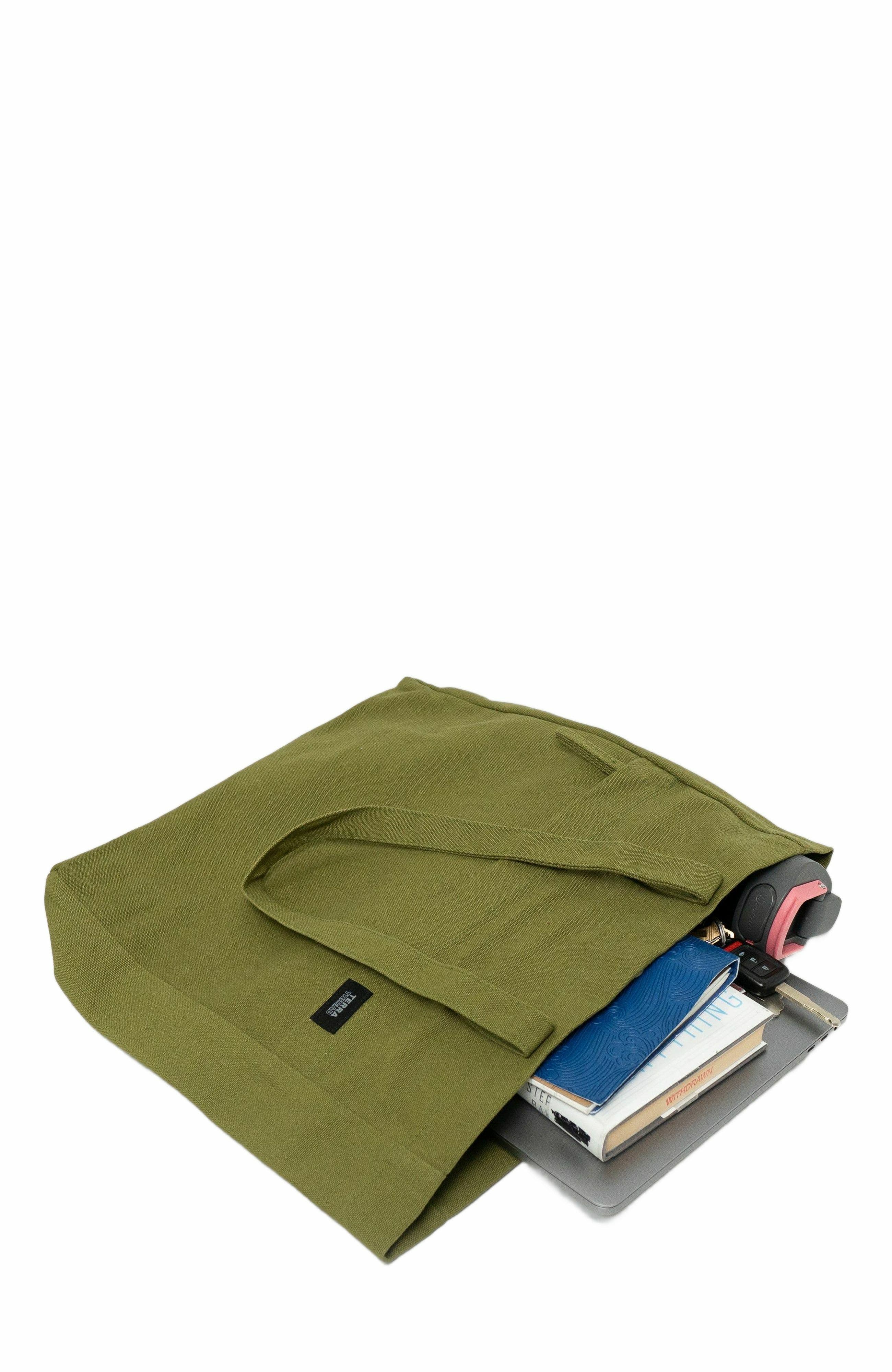Organic Cotton Canvas Work Tote Bag, Alternate, color, Olive Green