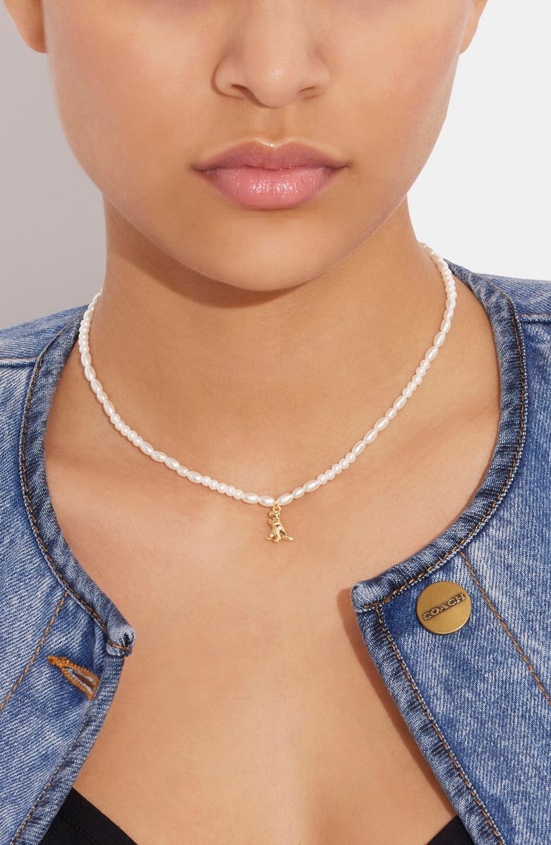 COACH Rexy Imitation Pearl Choker, Alternate, color, 