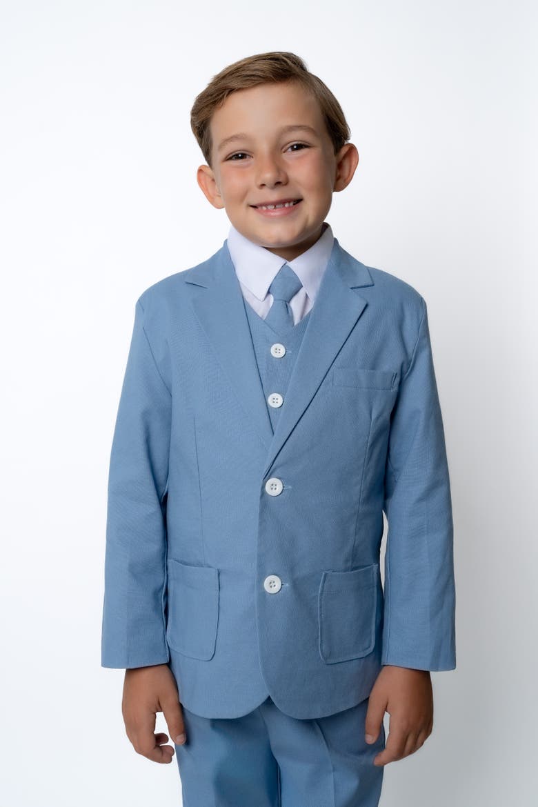 Kids' Joey Safari 5-Piece Linen Suit, Alternate, color, Powder Blue