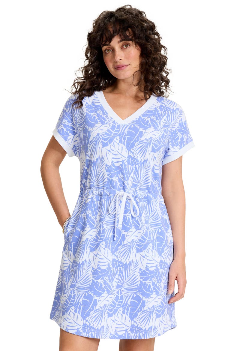 Marina del Mar Palmae Cotton Fleece V-Neck Dress, Alternate, color, WHITE