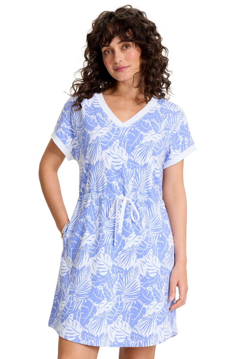 Tommy Bahama Marina del Mar Palmae Cotton Fleece V-Neck Dress, Alternate, color, White