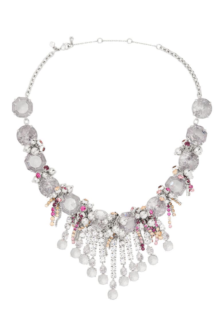 Opulence Statement Fringe Bib Necklace, Main, color, CLEAR/ MULTI
