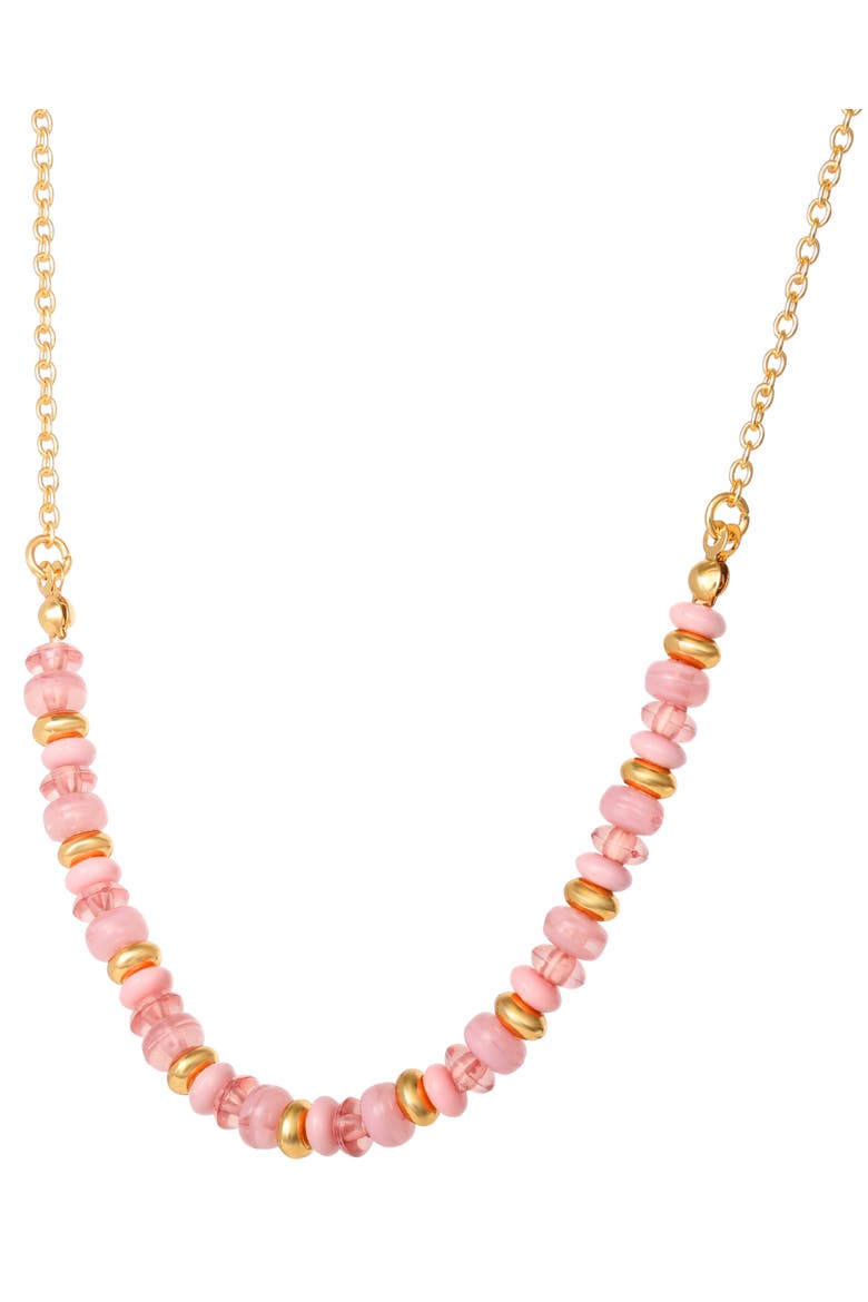 3-Piece Necklaces for Women, Layering Necklaces Gold-Tone | Triple Necklace Stack 3 Separate Lengths, Pink Bead and Pearl Embellishments, Rose and Heart Pendant, Alternate, color, Gold-Tone