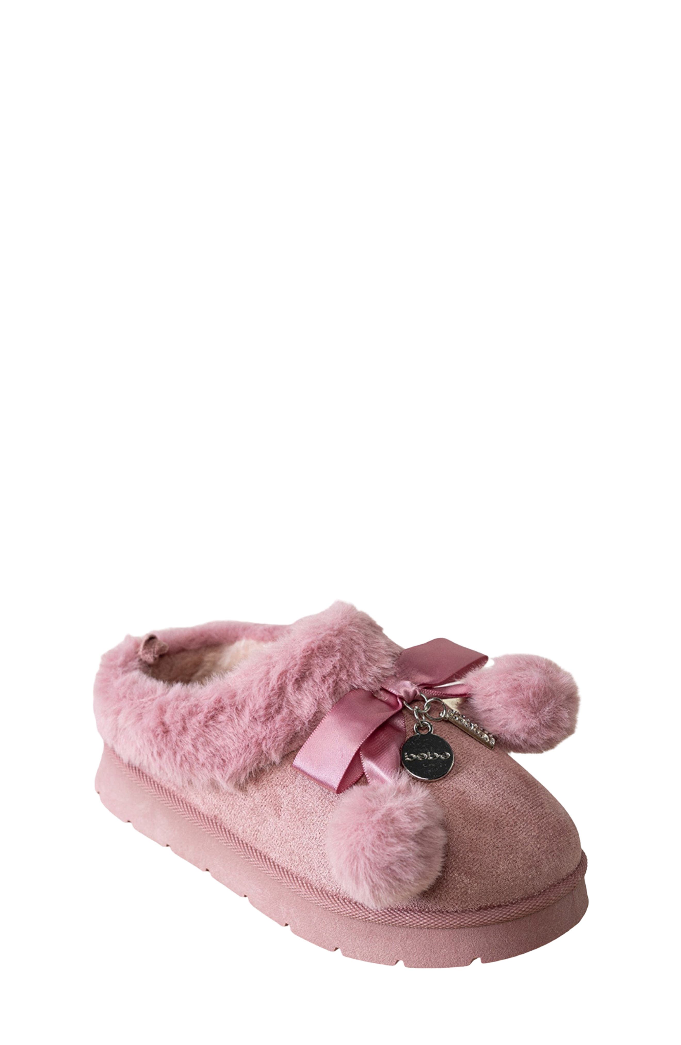 Bebe Kids' Cozy Faux Fur Slipper In Dark Mauve
