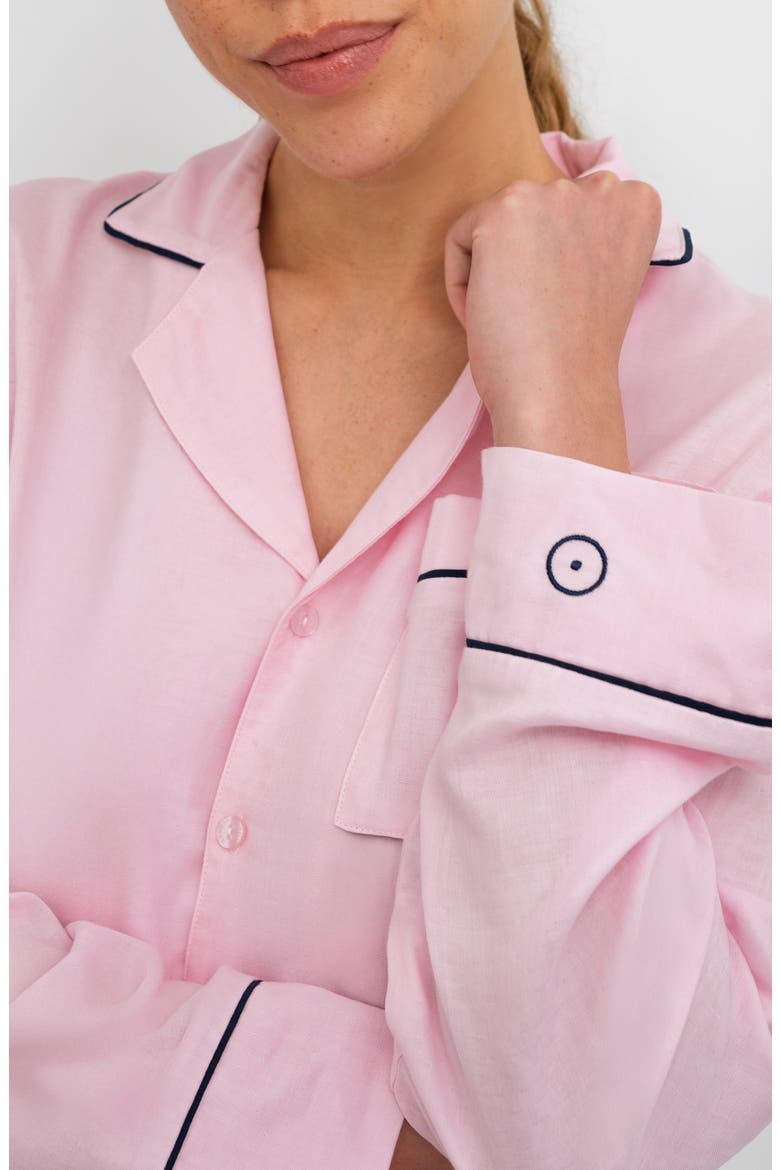 Gender Inclusive Piped Cotton Blend Pajamas, Alternate, color, PINK